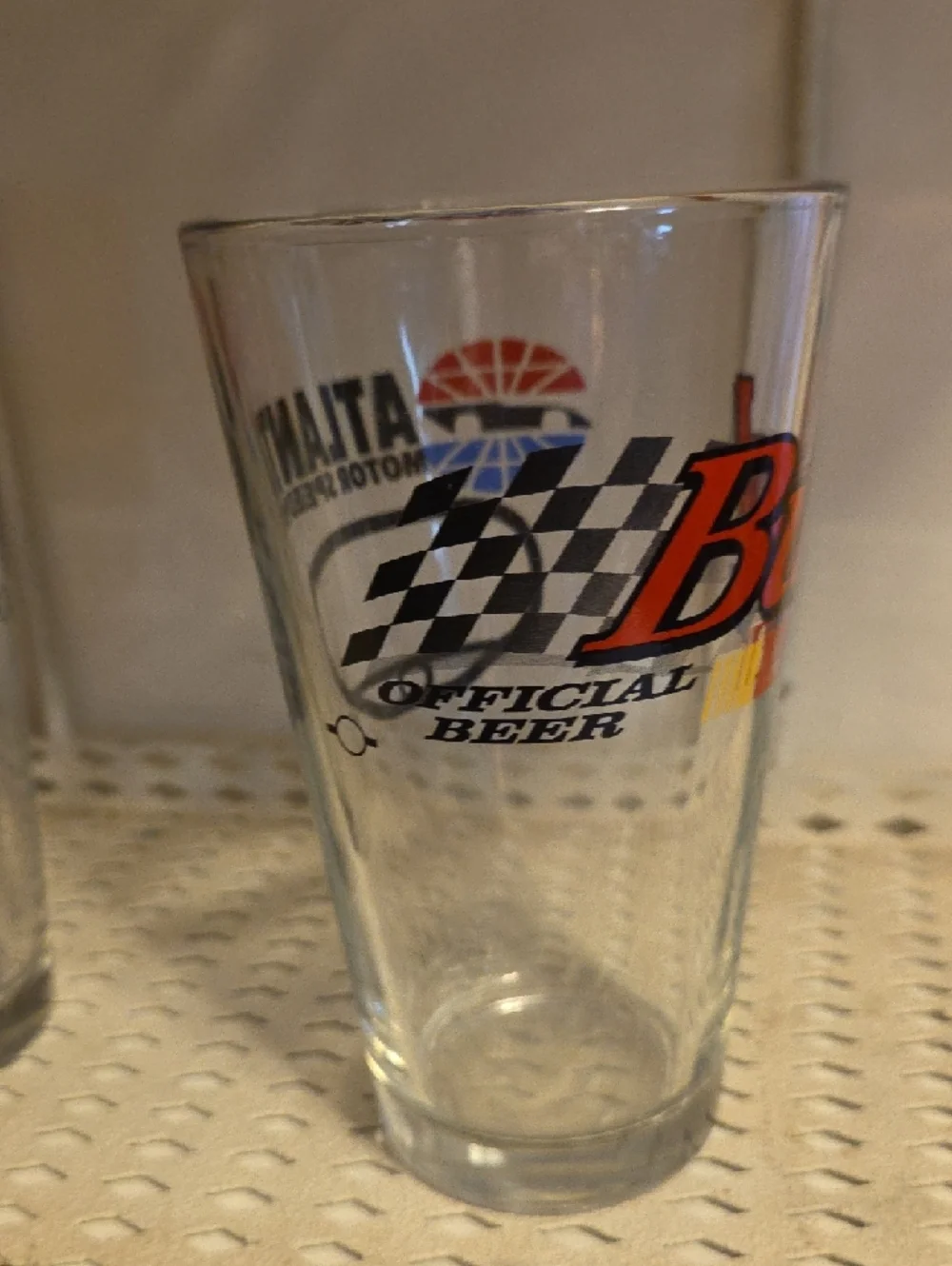 Budweiser Bud Atlanta & Talladega Pint Beer Glass Lot of 2 NASCAR Racetrack